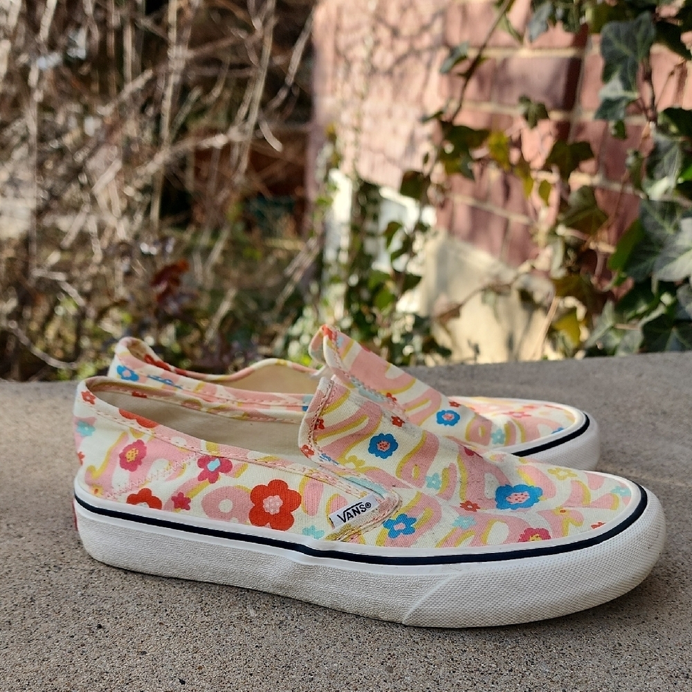 Vans Slip-On Floral Canvas Sneakers in Pink, Blue, Red, Yellow
